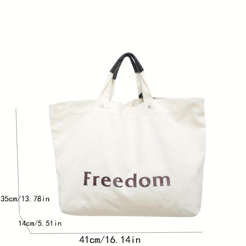 Vintage Letter Graphic Tote Bag Canvas Shoulder Bag Women's Handbag
