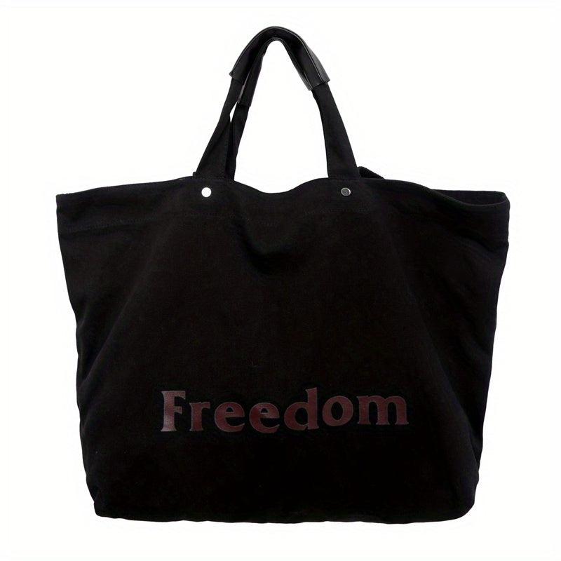 Vintage Letter Graphic Tote Bag Canvas Shoulder Bag Women's Handbag