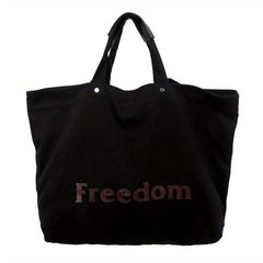 Vintage Letter Graphic Tote Bag Canvas Shoulder Bag Women's Handbag
