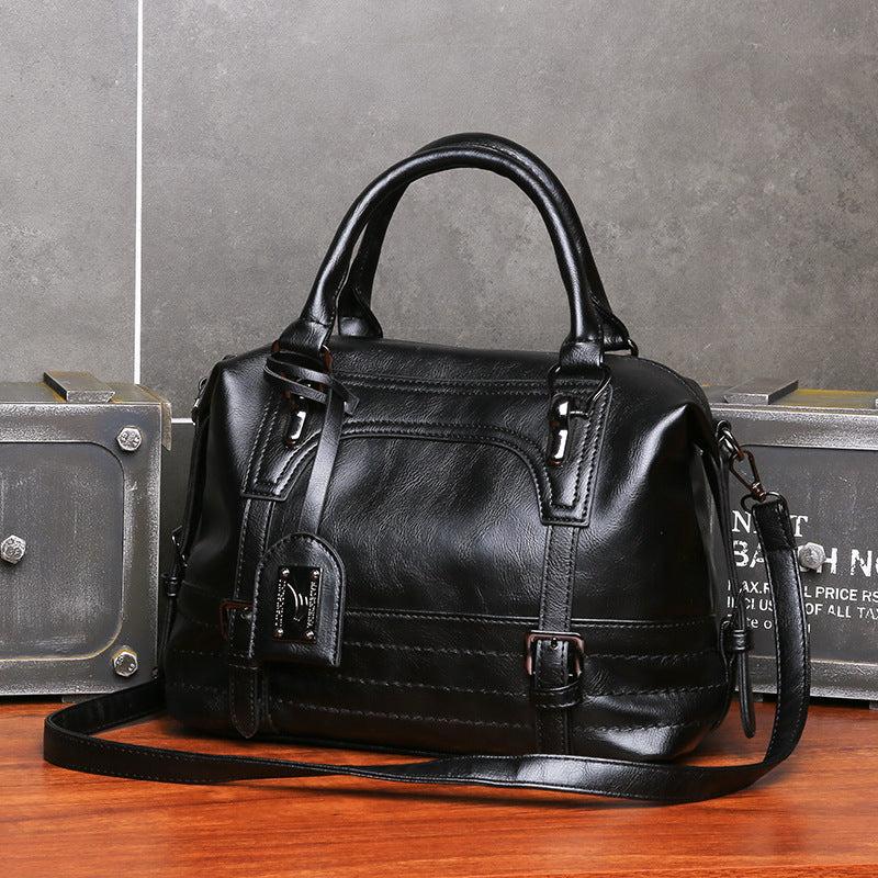 Vintage Top Handle Boston Bag Retro Crossbody Bag Women's Grunge Handbag