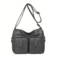 Vintage PU Leather Crossbody Bag Pockets Shoulder Bag for Women