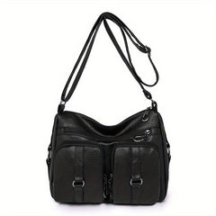 Vintage PU Leather Crossbody Bag Pockets Shoulder Bag for Women