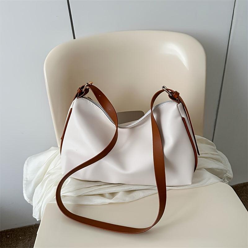 Colorblock Shoulder Bag All Match Zipper Underarm Bag