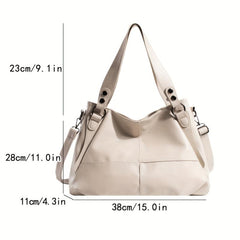 Classic PU Leather Tote Bag Large Capacity Zipper Handbag