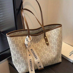 Vintage Geometric Print Tote Bag Large Capacity Shoulder Bag