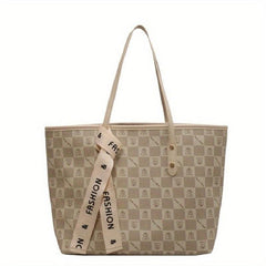 Vintage Geometric Print Tote Bag Large Capacity Shoulder Bag