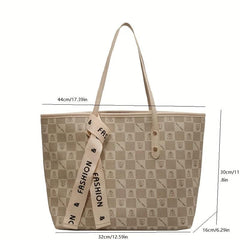 Vintage Geometric Print Tote Bag Large Capacity Shoulder Bag