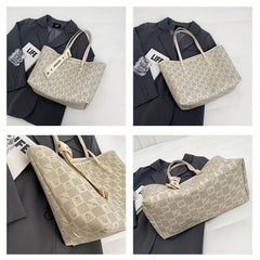 Vintage Geometric Print Tote Bag Large Capacity Shoulder Bag