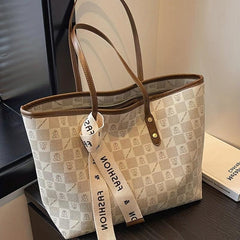 Vintage Geometric Print Tote Bag Large Capacity Shoulder Bag