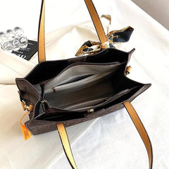 Letter Graphic Tote Bag Large Capacity PU Leather Handbag