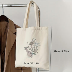 Floral Print Tote Handbag Lightweight Large Capacity Shoulder Bag