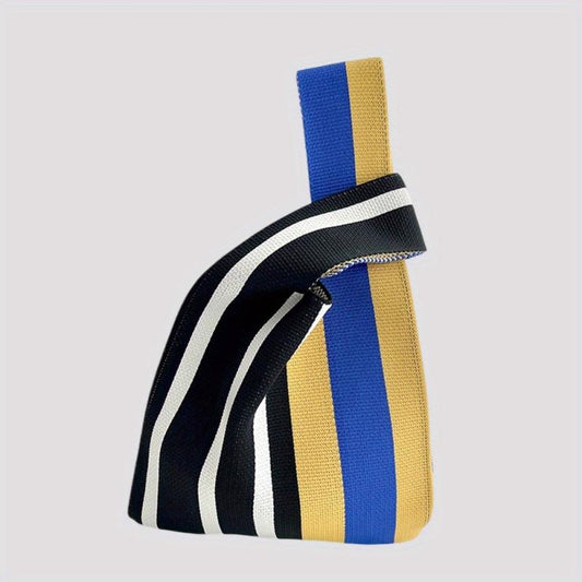 Striped Print Multicolored Knitted Casual Handbag Large Capacity