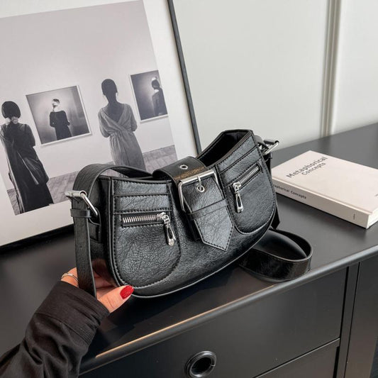Y2K Women's Underarm Bag with Buckle Zipper