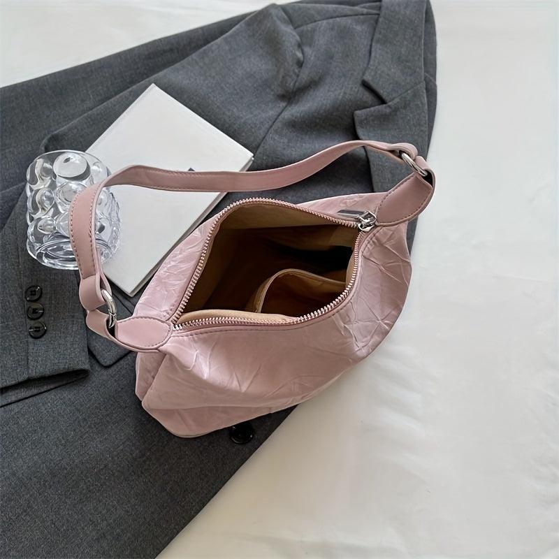 Minimalist Solid Shoulder Bag Zipper Bag Niche Women's Bag