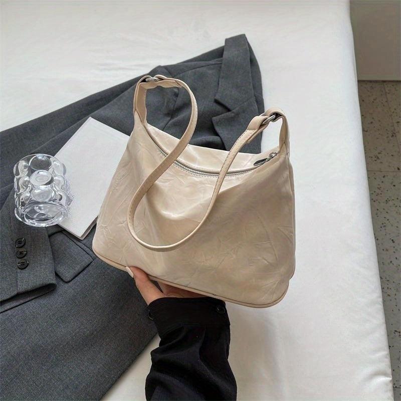 Minimalist Solid Shoulder Bag Zipper Bag Niche Women's Bag