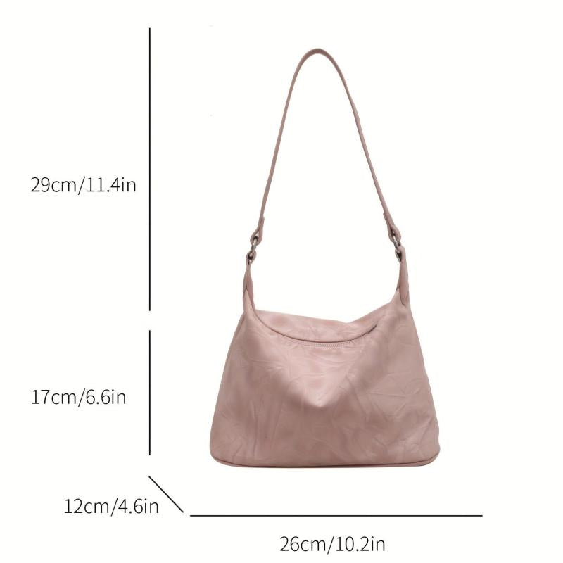 Minimalist Solid Shoulder Bag Zipper Bag Niche Women's Bag