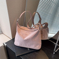 Minimalist Solid Shoulder Bag Zipper Bag Niche Women's Bag