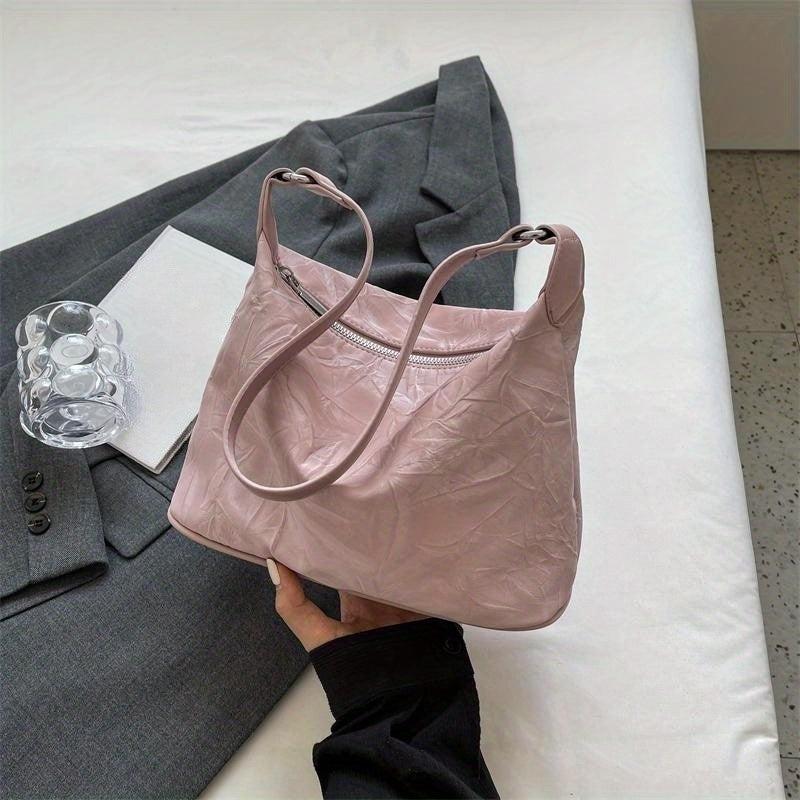 Minimalist Solid Shoulder Bag Zipper Bag Niche Women's Bag