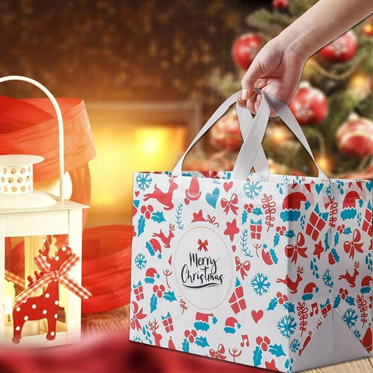 4PCS Christmas Tote Bags Large Capacity Gift Bags Reusable Non Woven