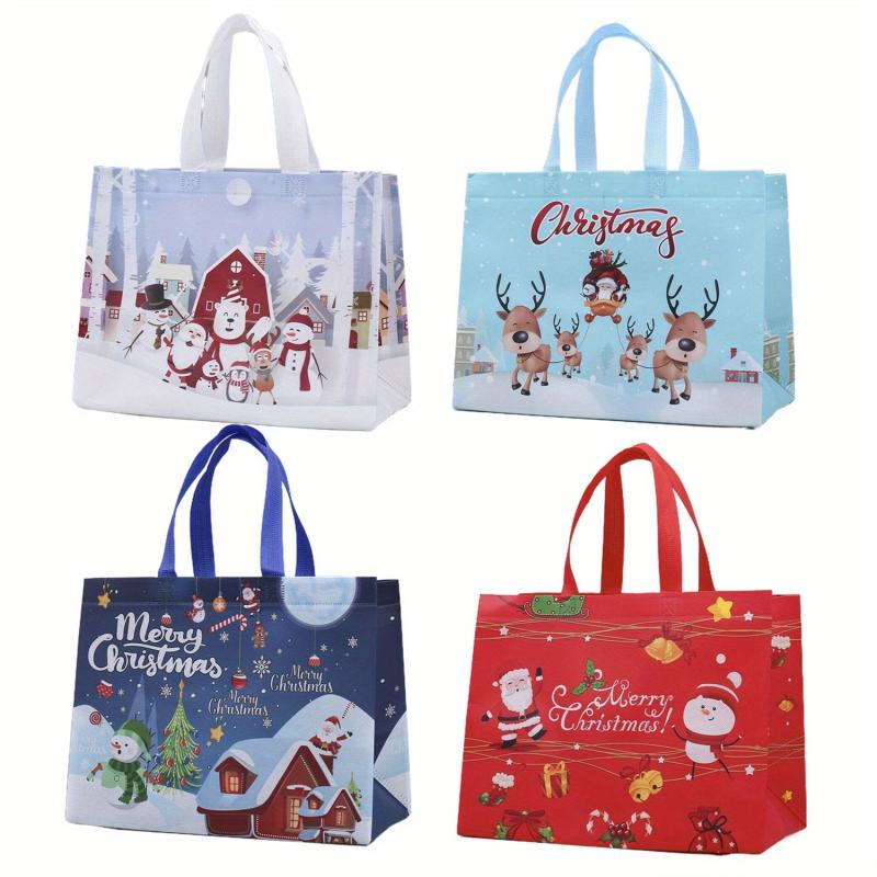 4PCS Christmas Tote Bags Large Capacity Gift Bags Reusable Non Woven