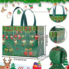 4PCS Christmas Tote Bags Large Capacity Gift Bags Reusable Non Woven