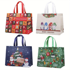 4PCS Christmas Tote Bags Large Capacity Gift Bags Reusable Non Woven