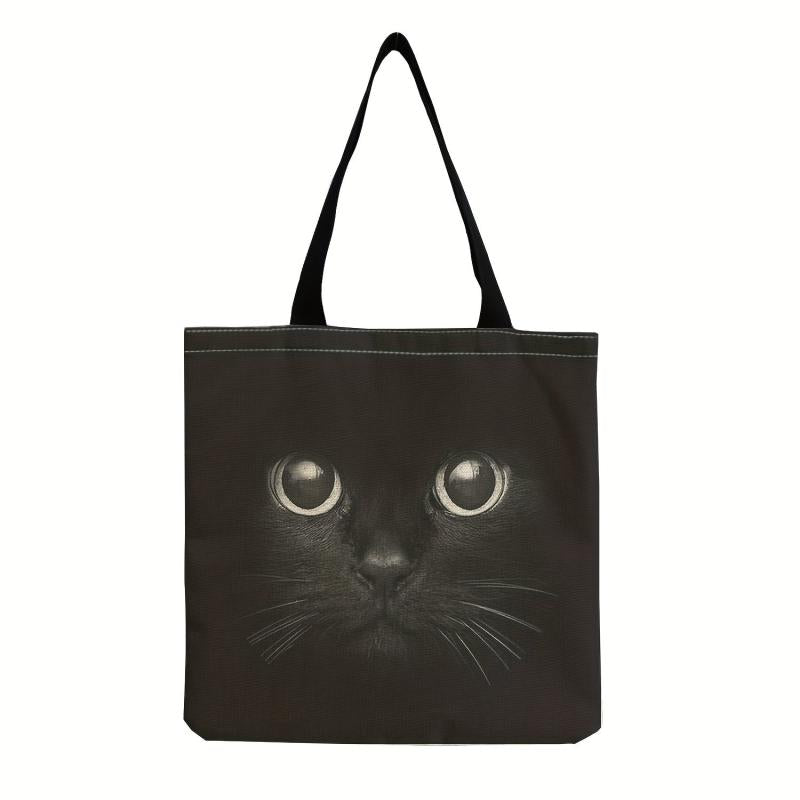 Cat Pattern Canvas Tote Bag Durable Lightweight Shoulder Bag