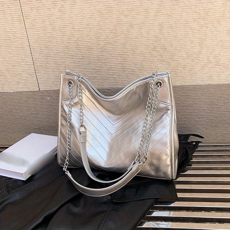 Solid Quilted Square Bag All Match Shoulder Chain Bag