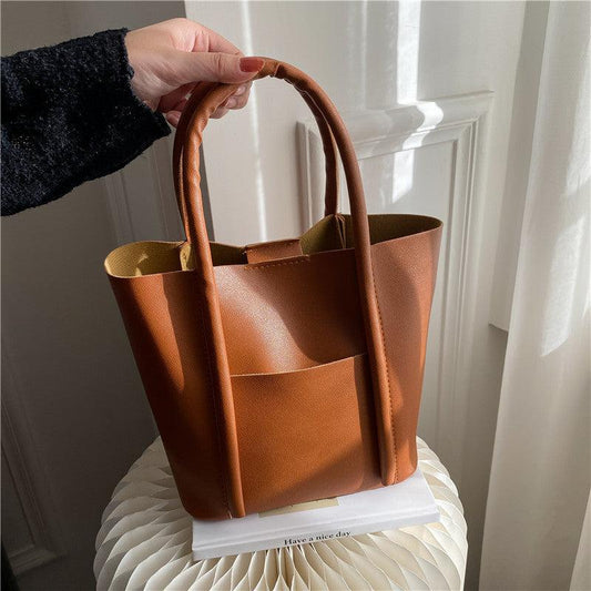 Mini Crossbody Satchel Bag PU Leather Textured Bucket Bag Versatile Shoulder Bag