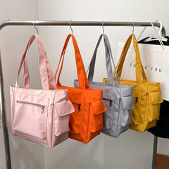 Large Capacity Nylon Shoulder Bag Zipper Tote Bag