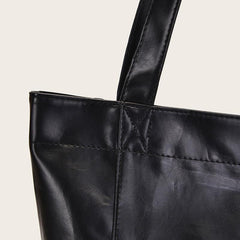 Large Capacity Solid Shoulder Bag PU Leather Retro Tote Bag Handbag