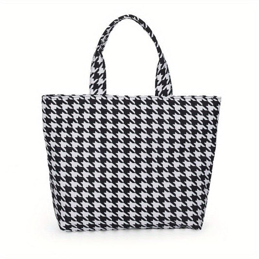 Houndstooth Pattern Shoulder Bag Stylish Tote Bag
