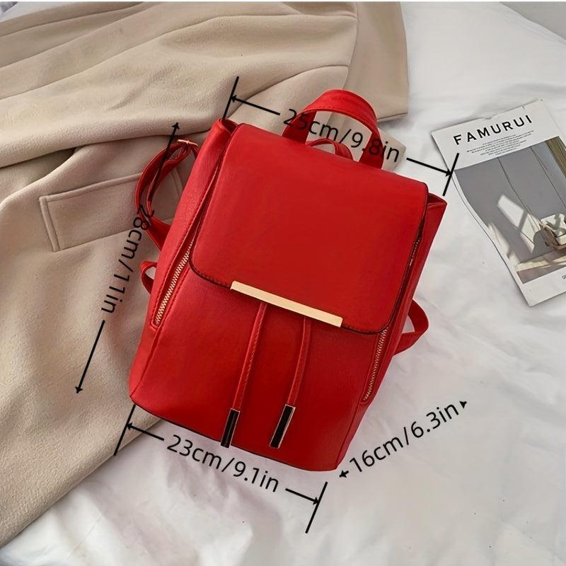 Minimalist Solid Backpack Drawstring Rucksack Women's Travel Bag
