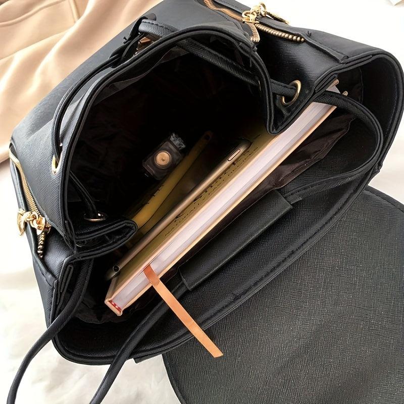 Minimalist Solid Backpack Drawstring Rucksack Women's Travel Bag