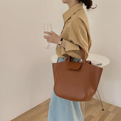 Lightweight Faux Leather Tote Bag for Work