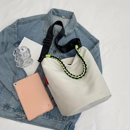 Braided Chain Canvas Tote Bag Lightweight Bucket Bag