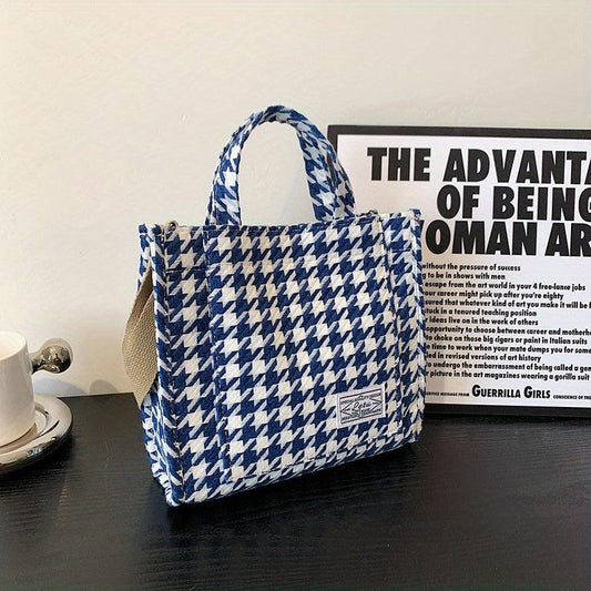 Houndstooth Pattern Satchel Bag Women's All Match Bag