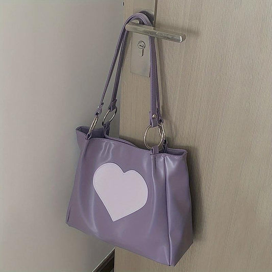 Love Pattern Tote Bag Minimalist Shoulder Bag Large Capacity All Match Bag