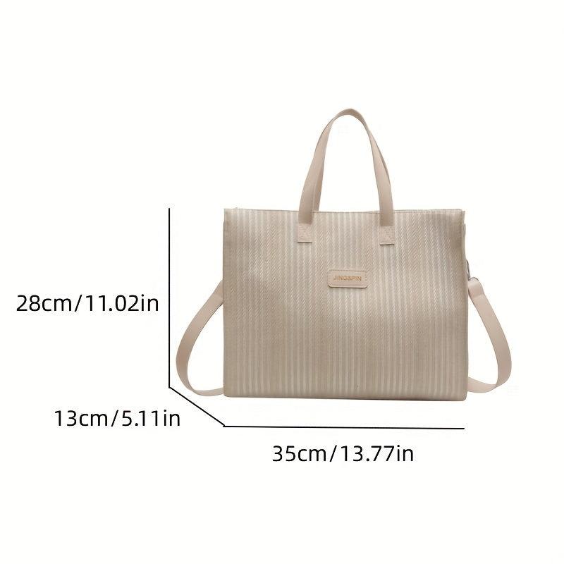 Stripes Canvas Tote Bag Large Capacity Shoulder Bag For Work School Shopping