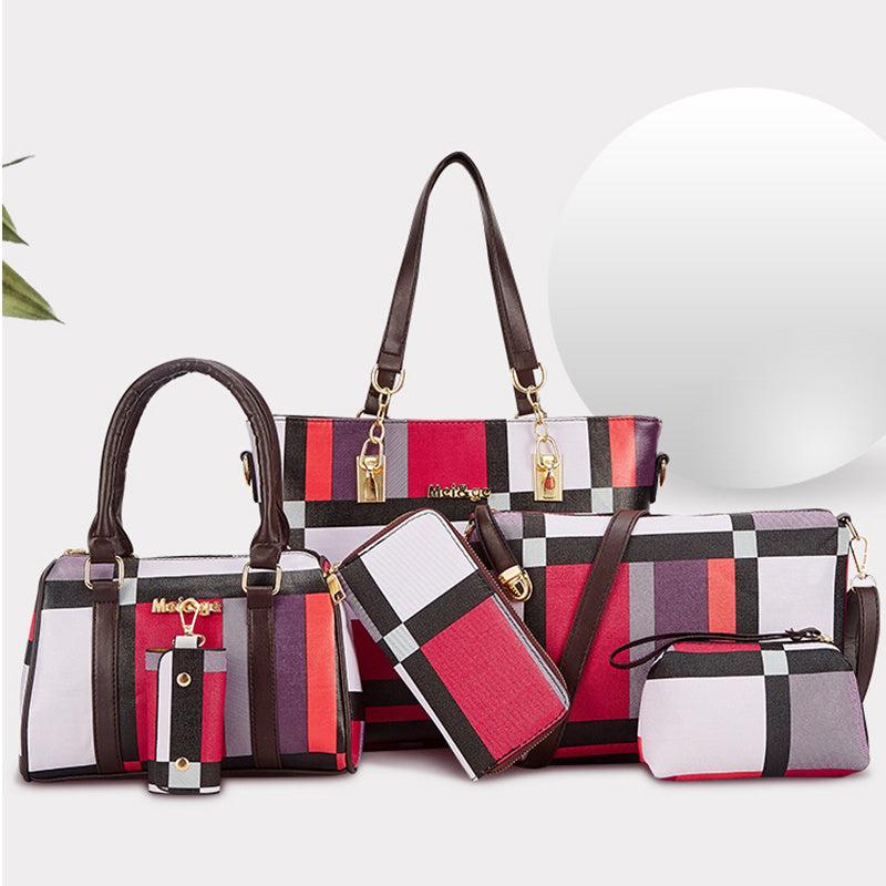 Colorblock Purse Set Women's Faux Leather Tote & Handbag