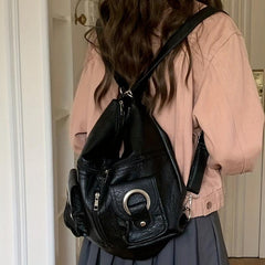 Niche Hobo Bag Casual Shoulder Tote All Match Minimalist With Pockets