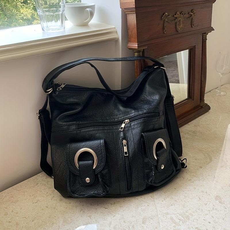 Niche Hobo Bag Casual Shoulder Tote All Match Minimalist With Pockets