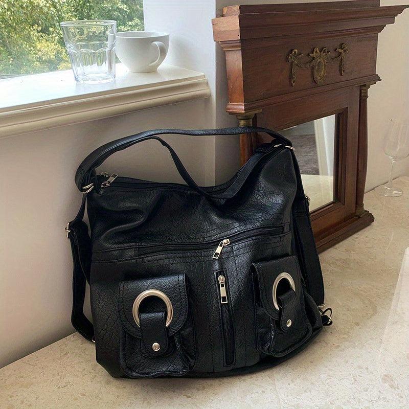 Niche Hobo Bag Casual Shoulder Tote All Match Minimalist With Pockets