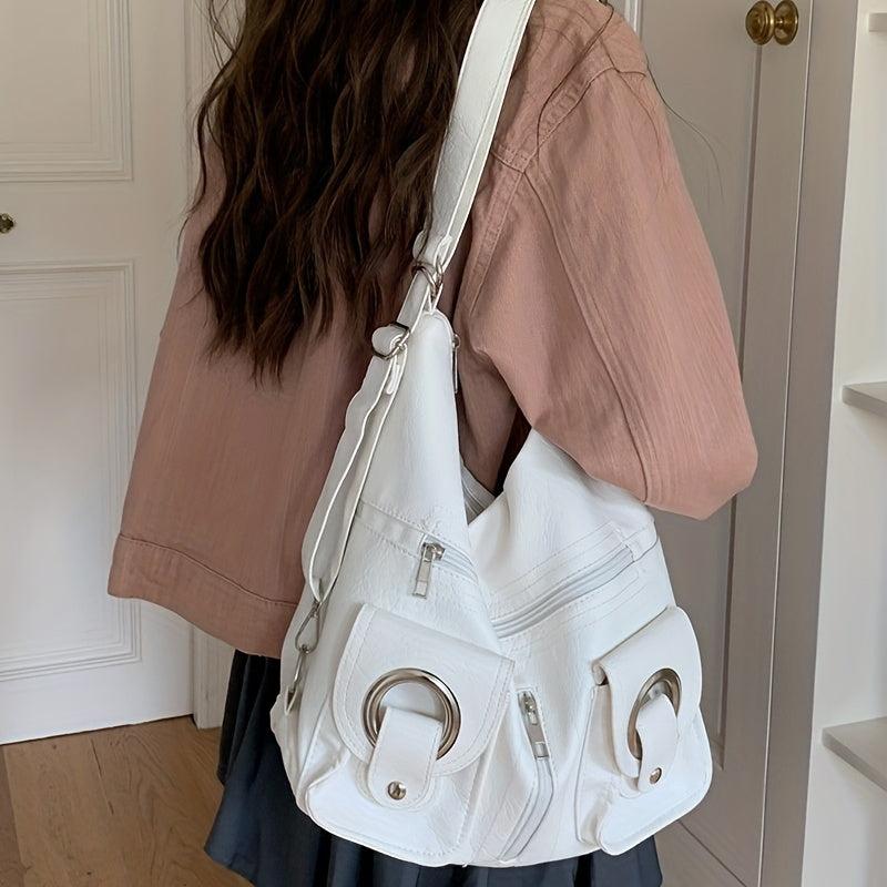 Niche Hobo Bag Casual Shoulder Tote All Match Minimalist With Pockets