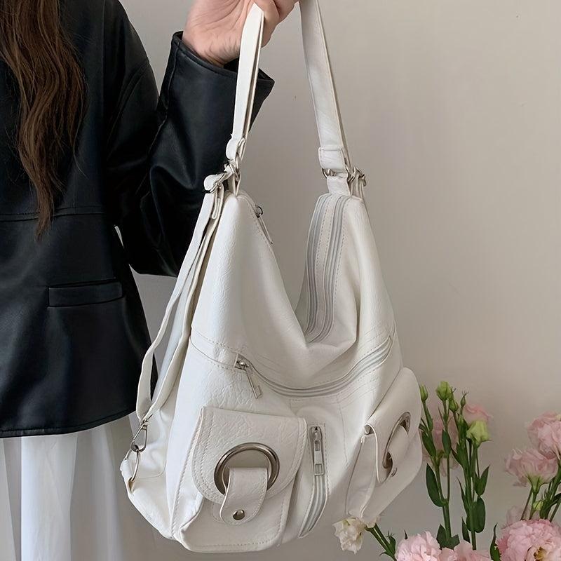 Niche Hobo Bag Casual Shoulder Tote All Match Minimalist With Pockets