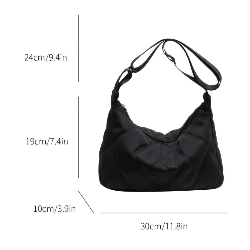 Women's Minimalist Hobo Bag with Quilted Detail and Zipper