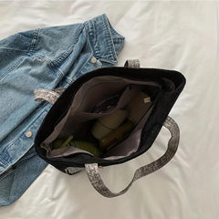 Large Capacity Corduroy Tote Bag with Stitching, Casual Shoulder Bag