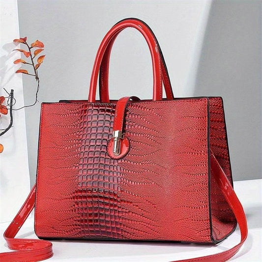 Crocodile Pattern Tote Bag Classic Handbag Lightweight Women's Satchel Bag