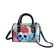 Halloween Skull Print Handbag Gothic Crossbody Bag