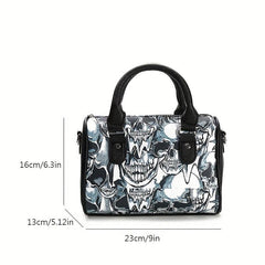 Halloween Skull Print Handbag Gothic Crossbody Bag